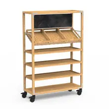 Mogogo - Canvas 48.5" x 18" x 73" Bamboo / Brushed Stainless Steel Grab & Go Unit W/ Sign & Casters - MGCCAN03NSXW
