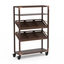 Mogogo - Canvas 48.5" x 18" x 73" Dark Brown Bamboo / Brushed Copper Farm To Table Station W/ Casters - MGCCAN04DCXW