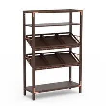 Mogogo - Canvas 48.5" x 18" x 73" Dark Brown Bamboo / Brushed Copper Farm To Table Station - MGCCAN04DCXF