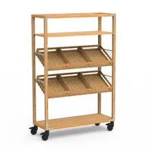 Mogogo - Canvas 48.5" x 18" x 73" Bamboo / Brushed Stainless Steel Farm To Table Station W/ Casters - MGCCAN04NSXW
