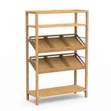 Mogogo - Canvas 48.5" x 18" x 73" Bamboo / Brushed Stainless Steel Farm To Table Station - MGCCAN04NSXF