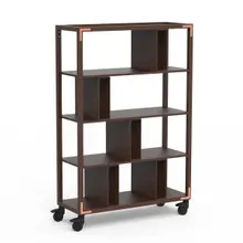 Mogogo - Canvas 48.5" x 18" x 73" Dark Brown Bamboo / Brushed Copper Room Divider W/ Casters - MGCCAN08DCXW