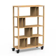 Mogogo - Canvas 48.5" x 18" x 73" Bamboo / Brushed Stainless Steel Room Divider W/ Casters - MGCCAN08NSXW