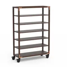 Mogogo - Canvas 48.5" x 18" x 73" Dark Brown Bamboo / Brushed Copper Five Shelf Unit W/ Casters - MGCCAN09DCXW