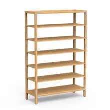 Mogogo - Canvas 48.5" x 18" x 73" Bamboo / Brushed Stainless Steel Five Shelf Unit - MGCCAN09NSXF