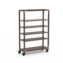 Mogogo - Canvas 48.5" x 18" x 73" Dark Brown Bamboo / Brushed Copper Four Shelf Unit W/ Casters - MGCCAN18DCXW