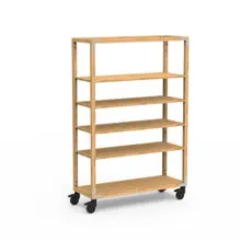 Mogogo - Canvas 48.5" x 18" x 73" Bamboo / Brushed Stainless Steel Four Shelf Unit W/ Casters - MGCCAN18NSXW