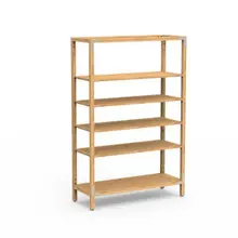 Mogogo - Canvas 48.5" x 18" x 73" Bamboo / Brushed Stainless Steel Four Shelf Unit - MGCCAN18NSXF