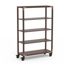 Mogogo - Canvas 48.5" x 18" x 73" Dark Brown Bamboo / Brushed Copper Three Shelf Unit W/ Casters - MGCCAN14DCXW