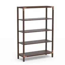 Mogogo - Canvas 48.5" x 18" x 73" Dark Brown Bamboo / Brushed Copper Three Shelf Unit - MGCCAN14DCXF