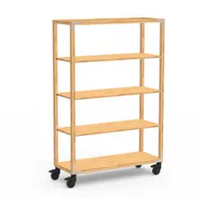 Mogogo - Canvas 48.5" x 18" x 73" Bamboo / Brushed Stainless Steel Three Shelf Unit W/ Casters - MGCCAN14NSXW