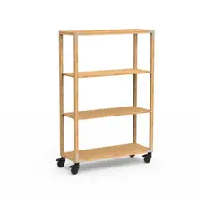 Mogogo - Canvas 48.5" x 18" x 73" Bamboo / Brushed Stainless Steel Two Shelf Unit W/ Casters - MGCCAN17NSXW
