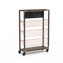 Mogogo - Canvas 48.5" x 18" x 73" Dark Brown Bamboo / Brushed Copper Angled Shelf Unit W/ Sign & Casters - MGCCAN16DCXW