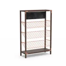 Mogogo - Canvas 48.5" x 18" x 73" Dark Brown Bamboo / Brushed Copper Angled Shelf Unit W/ Sign - MGCCAN16DCXF