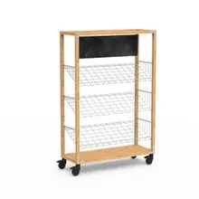 Mogogo - Canvas 48.5" x 18" x 73" Bamboo / Brushed Stainless Steel Angled Shelf Unit W/ Sign & Casters - MGCCAN16NSXW
