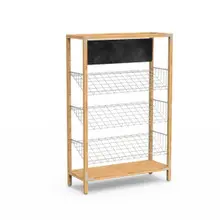 Mogogo - Canvas 48.5" x 18" x 73" Bamboo / Brushed Stainless Steel Angled Shelf Unit W/ Sign - MGCCAN16NSXF