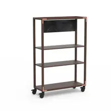 Mogogo - Canvas 48.5" x 18" x 73" Dark Brown Bamboo / Brushed Copper Dessert Station W/ Sign & Casters - MGCCAN15DCXW