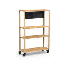 Mogogo - Canvas 48.5" x 18" x 73" Bamboo / Brushed Stainless Steel Dessert Station W/ Sign & Casters - MGCCAN15NSXW