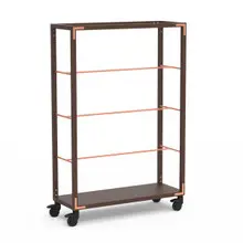 Mogogo - Canvas 48.5" x 18" x 73" Dark Brown Bamboo / Brushed Copper Hanging Unit W/ Casters - MGCCAN15DCXW