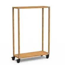 Mogogo - Canvas 48.5" x 18" x 73" Bamboo / Brushed Stainless Steel Empty Unit W/ Casters - MGCCAN13NSXW
