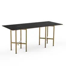 Mogogo - Clix 72" x 30" x 30" Black Marble / Brushed Brass Rectangular Catering Table - MGCCVG01MBXX