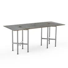 Mogogo - Clix 72" x 30" x 30" Grey Slate / Brushed Stainless Steel Rectangular Catering Table - MGCCVG01GSXX