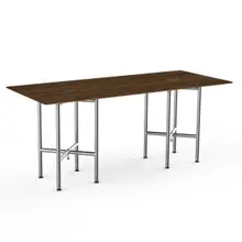 Mogogo - Clix 72" x 30" x 30" Mango Wood / Brushed Stainless Steel Rectangular Catering Table - MGCCVG01WSXX