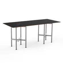 Mogogo - Clix 72" x 30" x 30" Black Marble / Brushed Stainless Steel Rectangular Catering Table - MGCCVG01MSXX