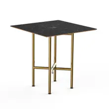 Mogogo - Clix 30" x 30" x 30" Black Marble / Brushed Brass Square Catering Table - MGCCVS01MBXX