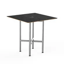 Mogogo - Clix 30" x 30" x 30" Black Marble / Brushed Stainless Steel Square Catering Table - MGCCVS01MSXX
