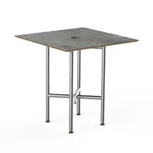 Mogogo - Clix 30" x 30" x 30" Grey Slate / Brushed Stainless Steel Square Catering Table - MGCCVS01GSXX