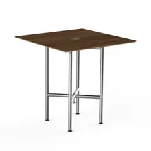 Mogogo - Clix 30" x 30" x 30" Mango Wood / Brushed Stainless Steel Square Catering Table - MGCCVS01WSXX