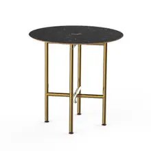 Mogogo - Clix 30" x 30" Black Marble / Brushed Brass Round Catering Table - MGCCVR01MBXX