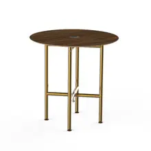 Mogogo - Clix 30" x 30" Mango Wood / Brushed Brass Round Catering Table - MGCCVR01WBXX