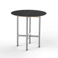 Mogogo - Clix 30" x 30" Black Marble / Brushed Stainless Steel Round Catering Table - MGCCVR01MSXX
