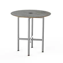 Mogogo - Clix 30" x 30" Grey Slate / Brushed Stainless Steel Round Catering Table - MGCCVR01GSXX