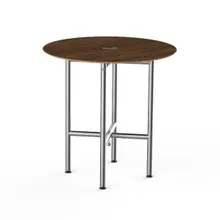 Mogogo - Clix 30" x 30" Mango Wood / Brushed Stainless Steel Round Catering Table - MGCCVR01WSXX