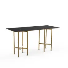 Mogogo - Clix 72" x 30" x 36" Black Marble / Brushed Brass Rectangular Catering Table - MGCCYG01MBXX
