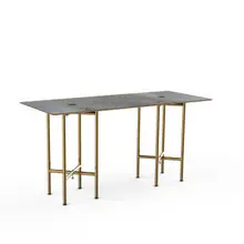 Mogogo - Clix 72" x 30" x 36" Grey Slate / Brushed Brass Rectangular Catering Table - MGCCYG01GBXX