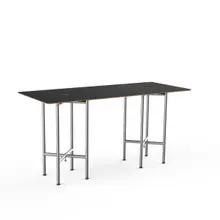 Mogogo - Clix 72" x 30" x 36" Black Marble / Brushed Stainless Steel Rectangular Catering Table - MGCCYG01MSXX