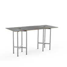 Mogogo - Clix 72" x 30" x 36" Grey Slate / Brushed Stainless Steel Rectangular Catering Table - MGCCYG01GSXX