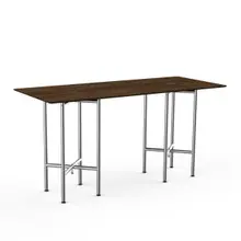 Mogogo - Clix 72" x 30" x 36" Mango Wood / Brushed Stainless Steel Rectangular Catering Table - MGCCYG01WSXX