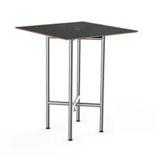 Mogogo - Clix 30" x 30" x 36" Black Marble / Brushed Stainless Steel Square Catering Table - MGCCYS01MSXX