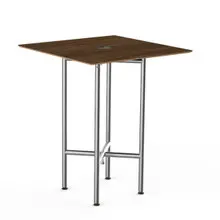 Mogogo - Clix 30" x 30" x 36" Mango Wood / Brushed Stainless Steel Square Catering Table - MGCCYS01WSXX