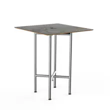Mogogo - Clix 30" x 30" x 36" Grey Slate / Brushed Stainless Steel Square Catering Table - MGCCYS01GSXX