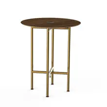 Mogogo - Clix 30" x 36" Mango Wood / Brushed Brass Round Catering Table - MGCCYR01WBXX