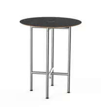 Mogogo - Clix 30" x 36" Black Marble / Brushed Stainless Steel Round Catering Table - MGCCYR01MSXX