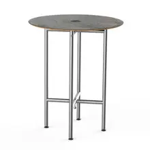 Mogogo - Clix 30" x 36" Grey Slate / Brushed Stainless Steel Round Catering Table - MGCCYR01GSXX