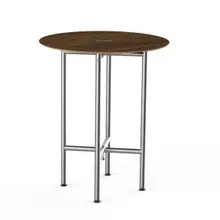 Mogogo - Clix 30" x 36" Mango Wood / Brushed Stainless Steel Round Catering Table - MGCCYR01WSXX