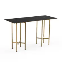 Mogogo - Clix 72" x 30" x 42" Black Marble / Brushed Brass Rectangular Catering Table - MGCCZG01MBXX